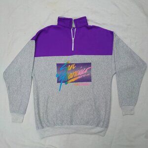 Vintage San Francisco California Sweatshirt Purple Grey Large Vaporwave 90s Vtg